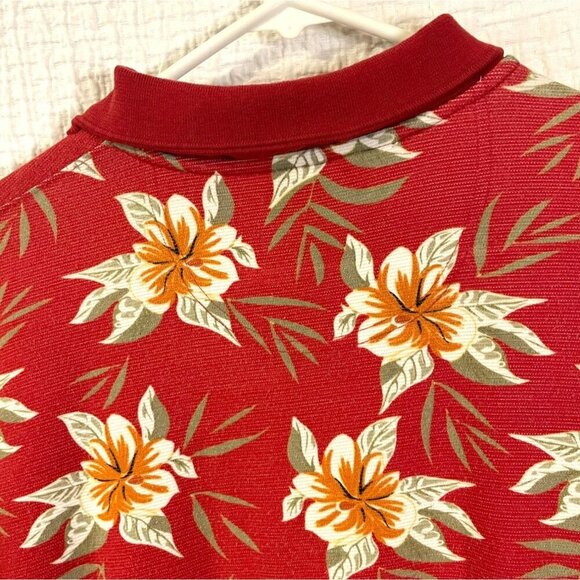 Kona Wind Men's Tropical Print 3-Button Golf Polo Short Sleeve Sz XXL Red Orange - Picture 8 of 11